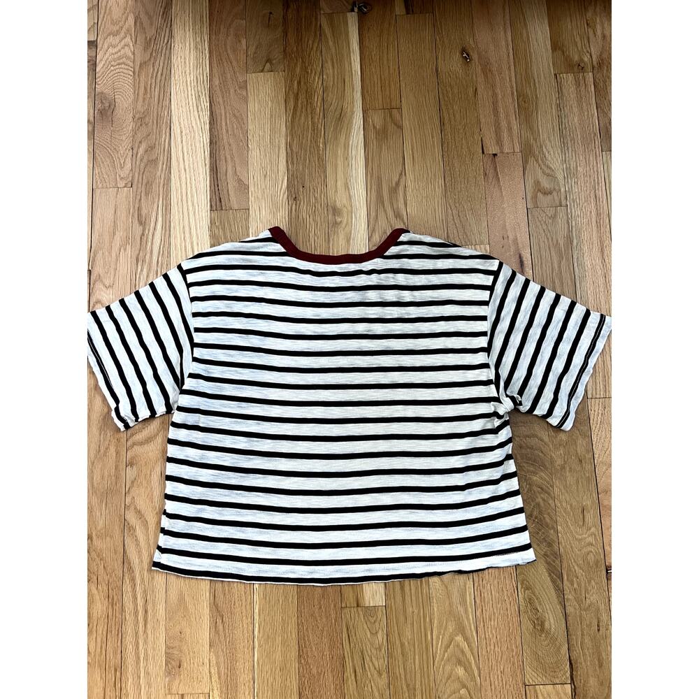 Splendid White/Navy Stripe Crewneck Boxy Cropped Lightweight T-shirt (size S) - Picture 4 of 5